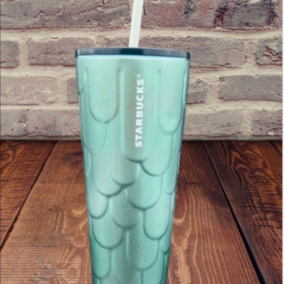 Starbucks Stainless Steel Aqua Green Glitter Mermaid Venti Cup NWT - Picture 2 of 6